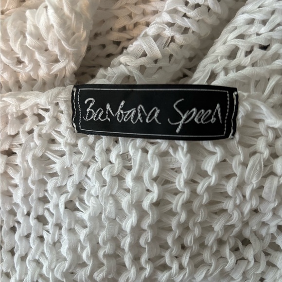 BARBARA SPEER white hand loomed cotton sweater plus size OSFM - Picture 3 of 4